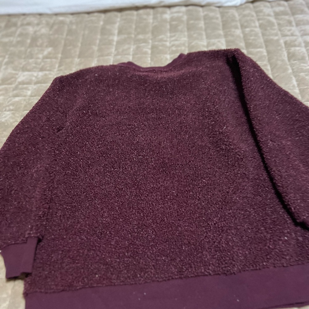 LOFT Red Crew Neck Sweater with Ribbed Details - Picture 3 of 3